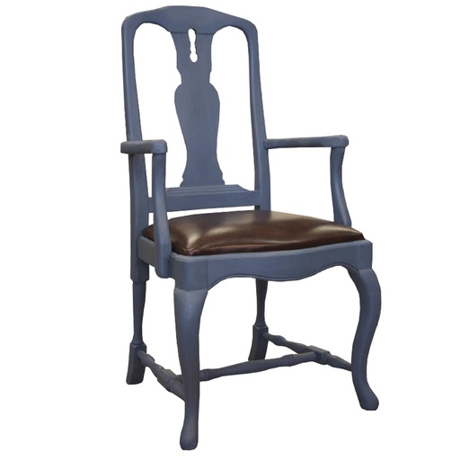 [2428] Käsinojatuoli Varhaisrokokoo, Mustikka