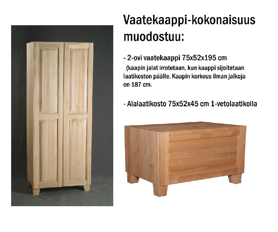Korkea vaatekaappi, 75x52x232 cm, iso ltk