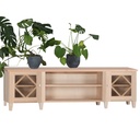 Matala taso, salmiakki-lasi ja avohylly