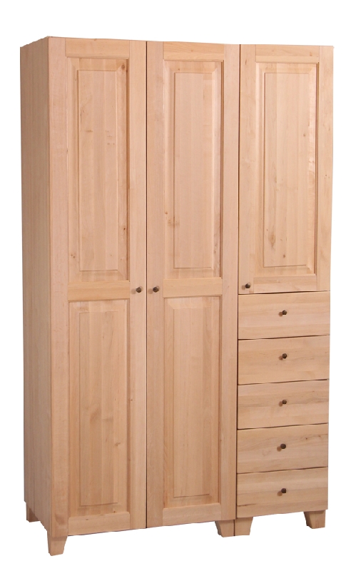 3-ovinen vaatekaappi laatikoilla, 115x52x195 cm