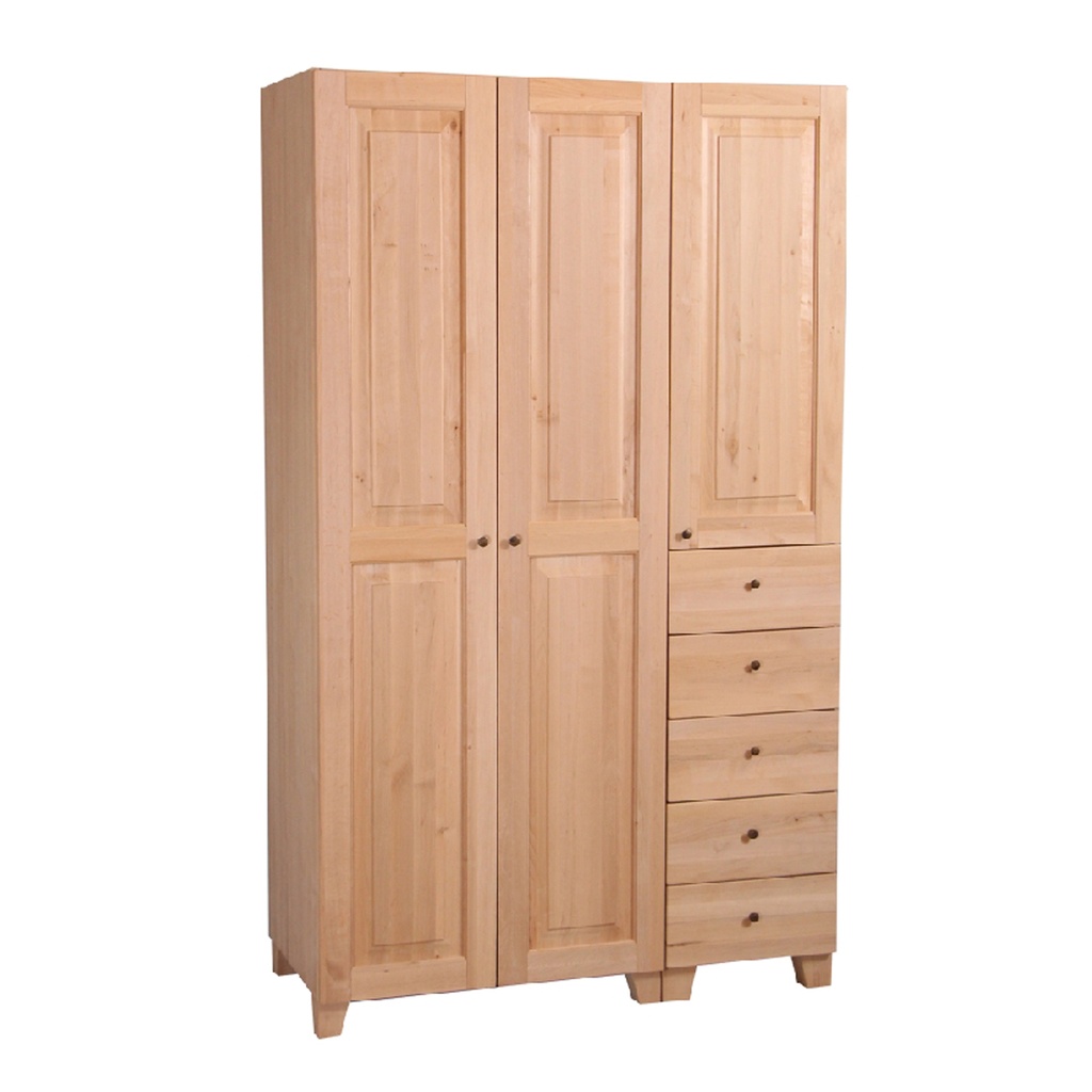 3-ovinen vaatekaappi laatikoilla, 115x52x195 cm