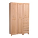 3-ovinen vaatekaappi laatikoilla, 115x52x195 cm