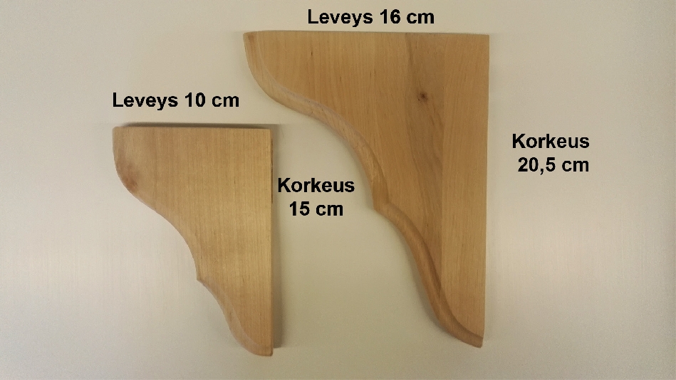 Tervaleppäinen hyllynkannake, kaksi kokoa
