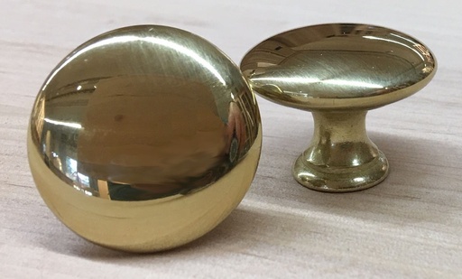 [2156] Sileä nuppi, väri: kiillotettu messinki, 30 mm