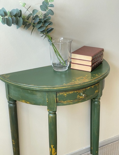 [2969] Puolipyöreä pöytä Vihreä lev. 70,5 cm